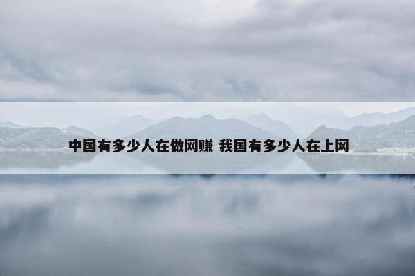 中国有多少人在做网赚 我国有多少人在上网